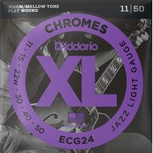 D'Addario ECG24 Chromes Flat Wound, Jazz Light, 11-50 