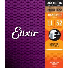 Elixir Nanoweb Acoustic Phosphor Bronze Strings 11-52