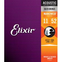 Elixir Nanoweb Acoustic 80/20 Bronze Strings 11-52