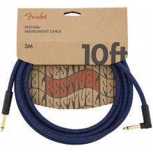 Fender Festival Instrument Cable - 10' Blue Dream - Straight to Right Angle