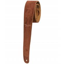 Taylor Suede Guitar Strap with Embroidered Logo - Chocolate Brown - 2.5"