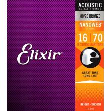 Elixir Nanoweb Acoustic 80/20 Bronze Strings 16-70 (8-String Baritone)