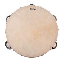 Mano Percussion 8" Wood Tambourine with Natural Skin Head