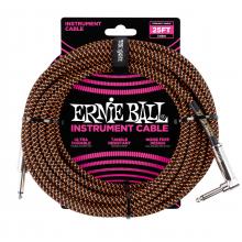 Ernie Ball 25ft Braided Instrument Cable - Black and Orange - Straight to Right Angle