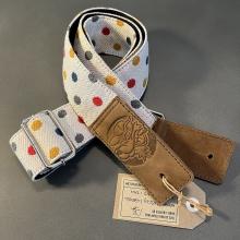 The Wolfmeister Guitar Strap - Polkadot Tapestry with Leather Ends