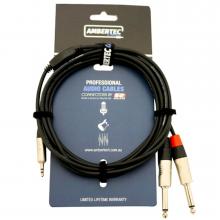 Ambertec Y-Cable - 3.5mm TRS - 2 X 6.35mm TS - 3m